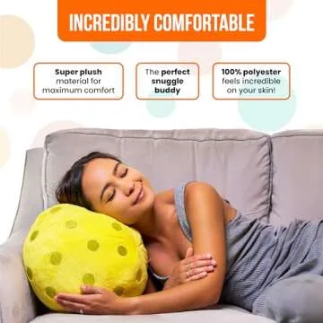 TILTECH Pickleball Pillow - Huggable Plush Pickleball Cushion, 12" Soft & Comfortable Stuffed Pickleball Gift, Realistic and Funny Pillow, Gifts for Pickleball Lovers, Sports Pillow