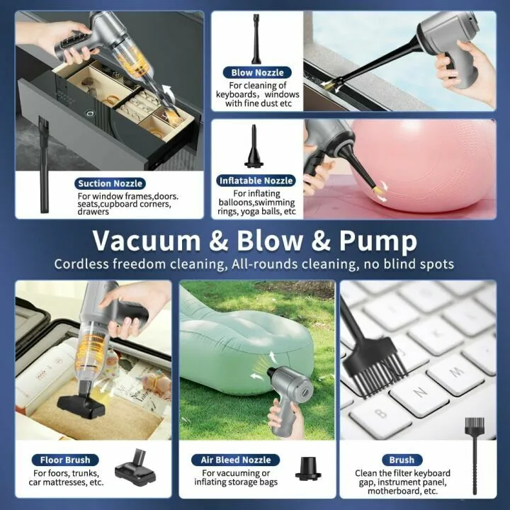 15000Pa Portable Car Vacuum Cleaner - High Power Mini Vacuum