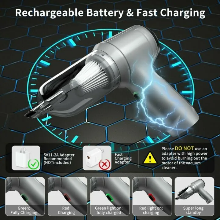 15000Pa Portable Car Vacuum Cleaner - High Power Mini Vacuum