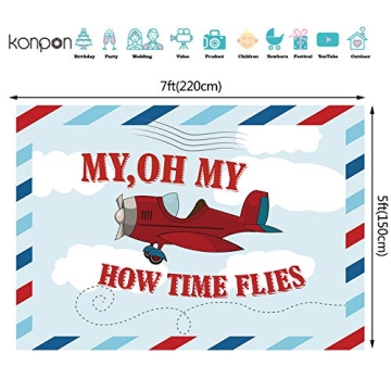 7x5ft Vintage Aircraft Birthday Backdrop for Kids