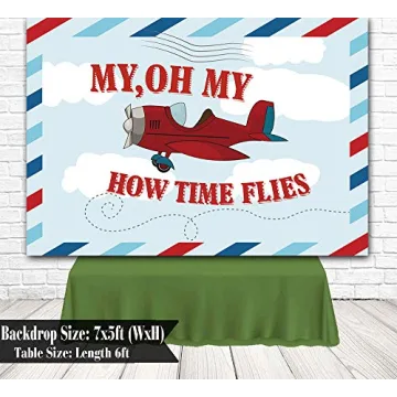 7x5ft Vintage Aircraft Birthday Backdrop for Kids
