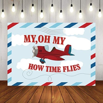 7x5ft Vintage Aircraft Birthday Backdrop for Kids