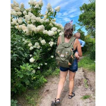 RUVALINO Diaper Bag Backpack, Multifunction Travel Pack Maternity Baby Changing Bags, Large Capacity, Waterproof, Army Green