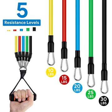 11 Pack Resistance Bands Set, Portable Home Workouts Accessories, Exercise Bands with Door Anchor, Handles, Legs Ankle Straps for Resistance Training, Physical Therapy, Yoga, Pilates
