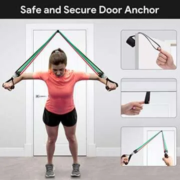 11 Pack Resistance Bands Set, Portable Home Workouts Accessories, Exercise Bands with Door Anchor, Handles, Legs Ankle Straps for Resistance Training, Physical Therapy, Yoga, Pilates