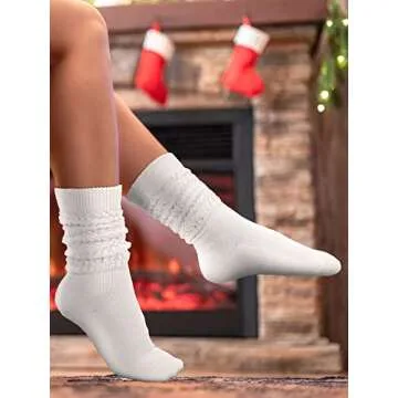 Bencailor 6 Pairs Women Slouch Socks Cotton Scrunch Stacked Knee Boot Socks for Women Men 80s 90s(Dark Colors,5-9)