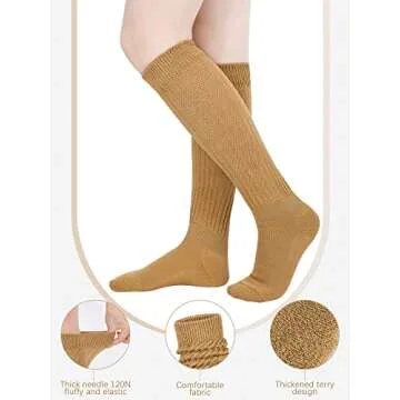 Bencailor 6 Pairs Women Slouch Socks Cotton Scrunch Stacked Knee Boot Socks for Women Men 80s 90s(Dark Colors,5-9)