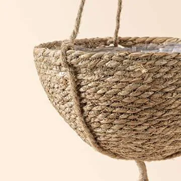 Natural Seagrass Hanging Planter Set for Boho Decor