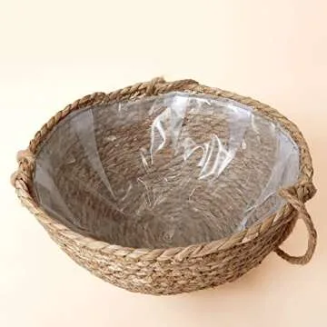 Natural Seagrass Hanging Planter Set for Boho Decor