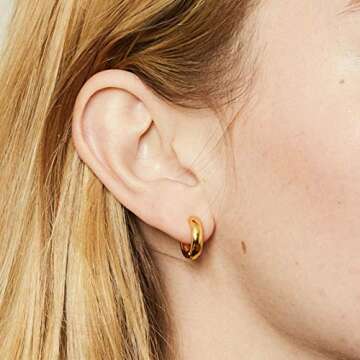 KISPER 18K Gold Plated Cuff Huggie Small Hoop Earrings for Women