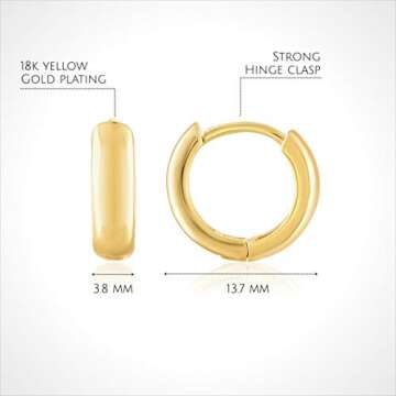 KISPER 18K Gold Plated Cuff Huggie Small Hoop Earrings for Women