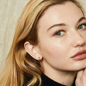 KISPER 18K Gold Plated Cuff Huggie Small Hoop Earrings for Women