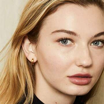 KISPER 18K Gold Plated Cuff Huggie Small Hoop Earrings for Women