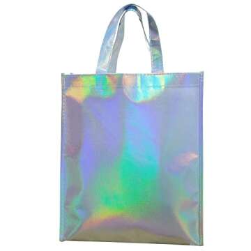 Gesodant Bling Bling Glossy Durable Reusable Medium Non-woven Gift Bag Set Of 5,Shopping Bag,Promoti...