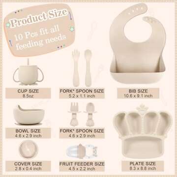 Silicone Baby Feeding Set 10 Pcs Baby Led Weaning Supplies Suction Bowl Divided Plate Baby Bibs Frui...