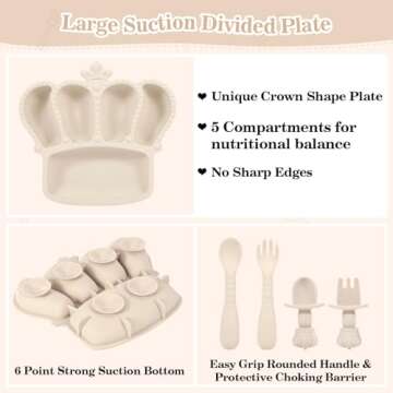 Silicone Baby Feeding Set 10 Pcs Baby Led Weaning Supplies Suction Bowl Divided Plate Baby Bibs Fruit Feeder Baby Spoons Forks Sippy Cup Toddler Utensil Sets Baby Essentials for Newborn Gift