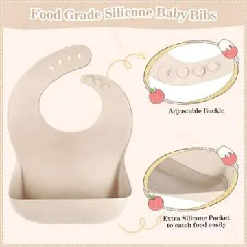 Silicone Baby Feeding Set 10 Pcs Baby Led Weaning Supplies Suction Bowl Divided Plate Baby Bibs Fruit Feeder Baby Spoons Forks Sippy Cup Toddler Utensil Sets Baby Essentials for Newborn Gift