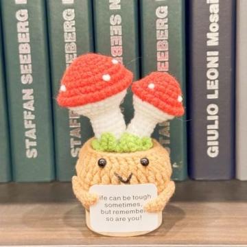 Handmade Crochet Mini Mushroom Plant | Positive Desk Decor Gift