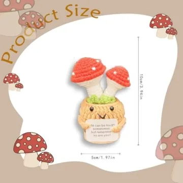 Mini Funny Crochet Mushroom Plant - Desk Decor Gift