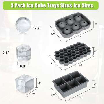 AiBast Ice Cube Trays: 3 Pack Silicone Molds