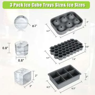 AiBast Ice Cube Trays: 3 Pack Silicone Molds