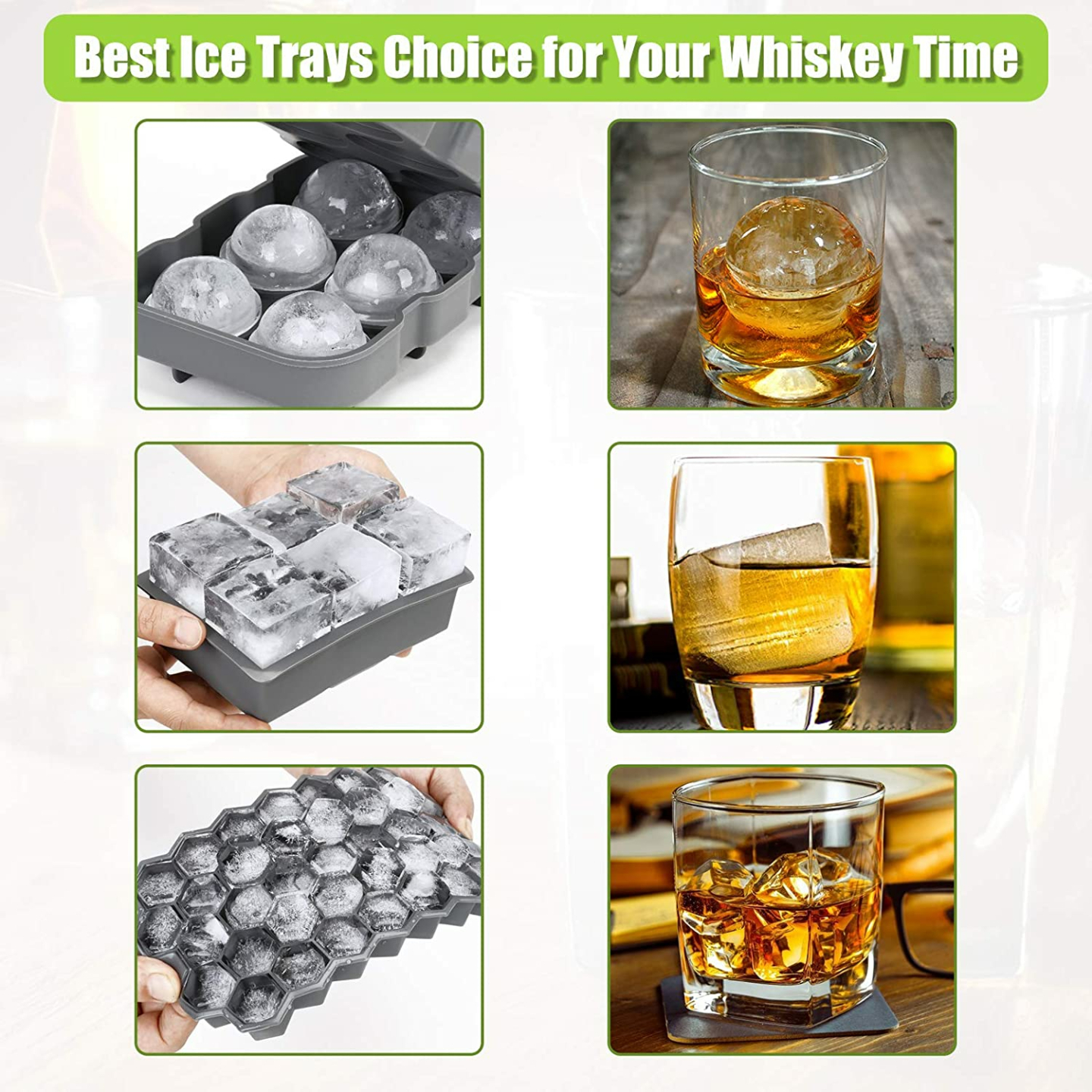 AiBast Ice Cube Trays: 3 Pack Silicone Molds