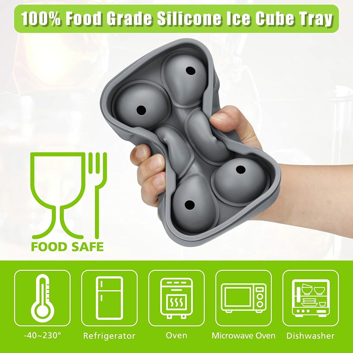 AiBast Ice Cube Trays: 3 Pack Silicone Molds