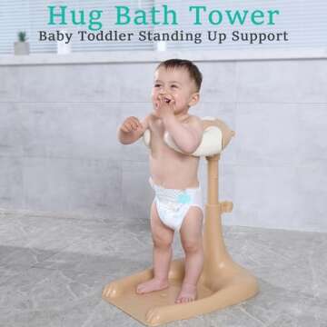 Baby Hug Bath Tower Support for Toddler Showering - Adjusts for Safety & Convenience