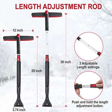 YONHAN Snow Brush Extendable 38" Ice Scraper and Car Accessories 3-in-1 Snow Scraper with Foam Grip,...
