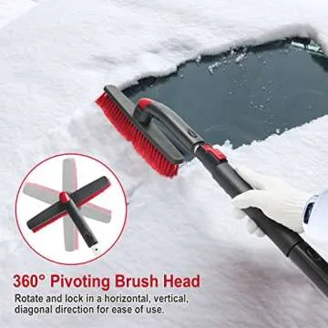 YONHAN Extendable Snow Brush & Ice Scraper 3-in-1