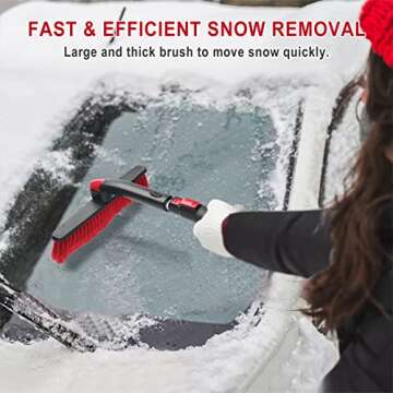 YONHAN Snow Brush Extendable 38" Ice Scraper and Car Accessories 3-in-1 Snow Scraper with Foam Grip, Brush Supports 360 Degree Rotation Scratch-Free Snow Removal for Automotive SUV Truck Windshield