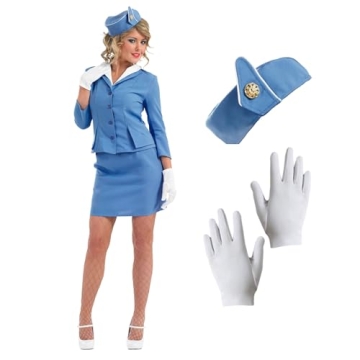 Retro Blue Flight Attendant Costume for Women - XX-Large | Fun Shack