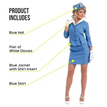 Retro Blue Flight Attendant Costume Women XX-Large Fun Shack