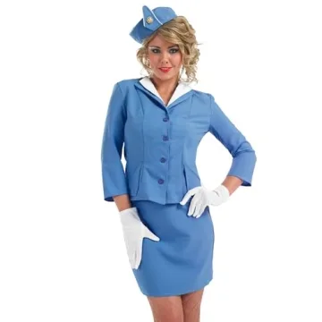 Retro Blue Flight Attendant Costume Women XX-Large Fun Shack