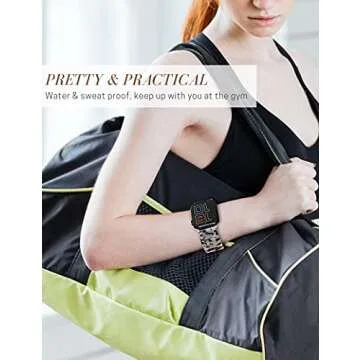 Heesch Women Resin Fashion Watch Band Compatible with Apple Watch Bracelet Jewelry Cute Wristband Strap for iWatch 7/6/5/4, Ivory Tortoise, 38/40/41mm