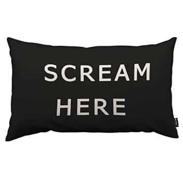 TKS MITLAN Scream Here Pillow Cover 12x20 inch Black White Phrase Pillows Decorative Throw Pillows F...