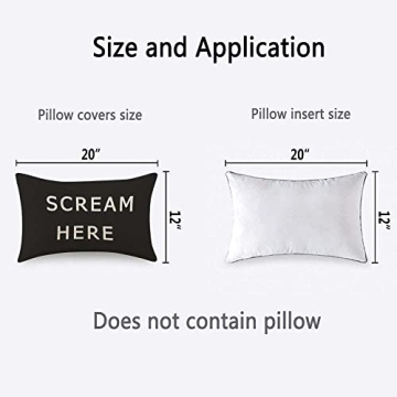 TKS MITLAN Scream Here Pillow Cover 12x20 inch Black White Phrase Pillows Decorative Throw Pillows Farmhouse Decor for Home Cushion Case