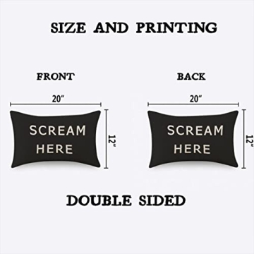 TKS MITLAN Scream Here Pillow Cover 12x20 inch Black White Phrase Pillows Decorative Throw Pillows Farmhouse Decor for Home Cushion Case