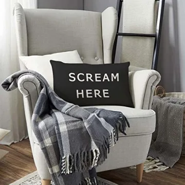 TKS MITLAN Scream Here Pillow Cover 12x20 inch Black White Phrase Pillows Decorative Throw Pillows Farmhouse Decor for Home Cushion Case