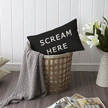 TKS MITLAN Scream Here Pillow Cover 12x20 inch Black White Phrase Pillows Decorative Throw Pillows Farmhouse Decor for Home Cushion Case