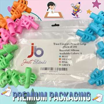 JustBlanks 20 Pcs Pencil Grips for Kids Handwriting - Pencil Holder for Kids, Pencil Grippers Writing Tool, Writing Posture Correction Tools for Toddlers, Preschoolers Special Needs for Classroom