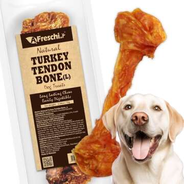 Afreschi Turkey Tendon for Dogs, Dog Treats for Signature Series, All Natural Human Grade Puppy Chew...