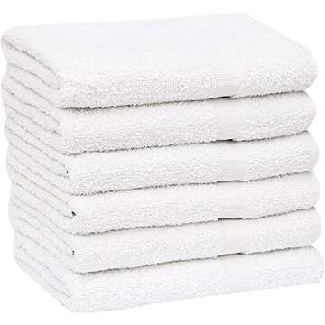 GOLD TEXTILES 12 Pcs New White (20x40 Inches) Cotton Blend Terry Bath Towels Salon/Gym Towels Light ...