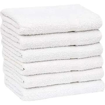 GOLD TEXTILES 12 Pcs New White (20x40 Inches) Cotton Blend Terry Bath Towels Salon/Gym Towels Light ...