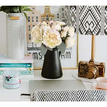 ICBOX White Artificial Peonies 2 Bouquets Silk Flowers 14Heads Vintage White Fake Flowers Faux Peony Flowers for Flower Arrangements Artificial Centerpiece Home Table Dining Room Decor (Ivory White)