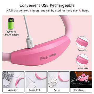 SingHong Neck Book Light LED Reading Lamp USB Rechargeable, Hands Free, 4 LED Bulbs, 4 Adjustable Br...