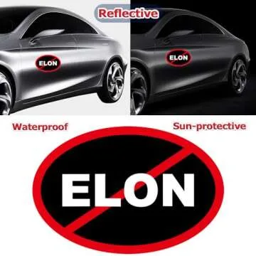 2 Pack Anti Elon Elliptical NO Magnet for Tesla Owners Musk Went Crazy Gift Accessory Magnet for Model Vinyl Coat of Arms Auto Bumper Magnet Size 6" x 4"