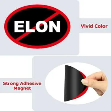 2 Pack Anti Elon Elliptical NO Magnet for Tesla Owners Musk Went Crazy Gift Accessory Magnet for Model Vinyl Coat of Arms Auto Bumper Magnet Size 6" x 4"