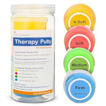 FlintRehab Durable Quality Therapy Putty - 4 Pack (3-Oz each) for Hand Therapy, Stress Relief & More
