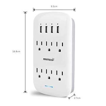 Oviitech 6 Outlet Extender with 4 USB Charging Ports and Surge Protection
